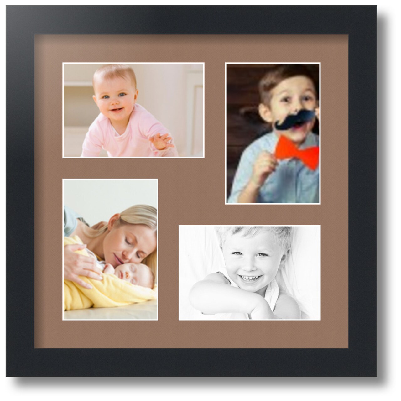 ArtToFrames Collage Photo Picture Frame with 4 - 4x6 inch Openings, Framed in Black with Over 62 Mat Color Options and Regular Glass (CSM-3926-178)